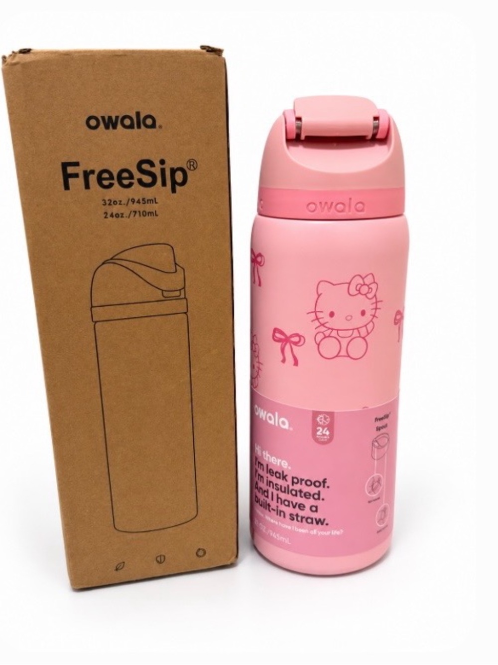 Pink Hello Kitty & Bows 32 oz Water Bottle – Brand New With Box